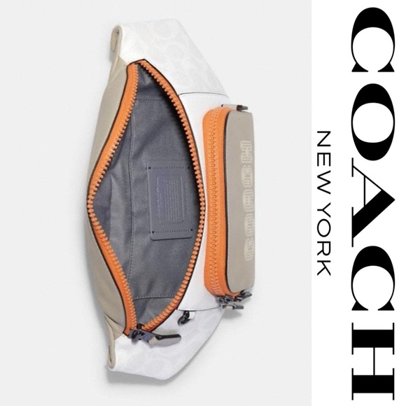 Coach Track Leather Signature logo Color block Belt Fanny Bag*NWT - Picture 2 of 6